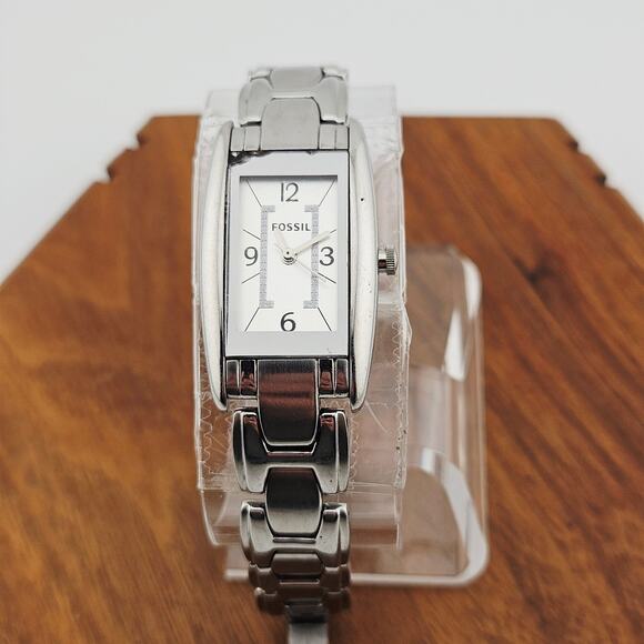 Fossil Women's Silver Tone Rectangle Watch Link Band Casual Daily ES-2416 - Picture 1 of 8